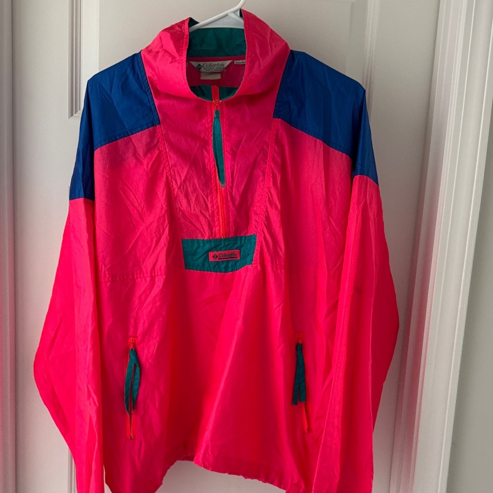 Columbia Kids Bright Pink Windbreaker with Blue & Teal Accents